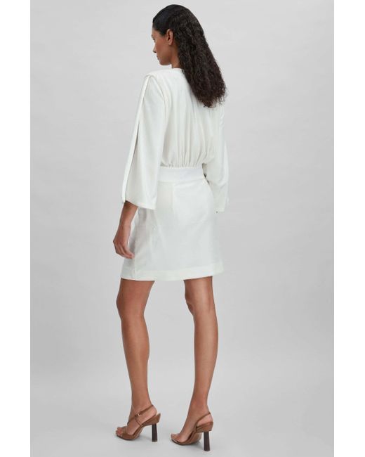 Halston Heritage White Sequin Side Tie Mini Dress