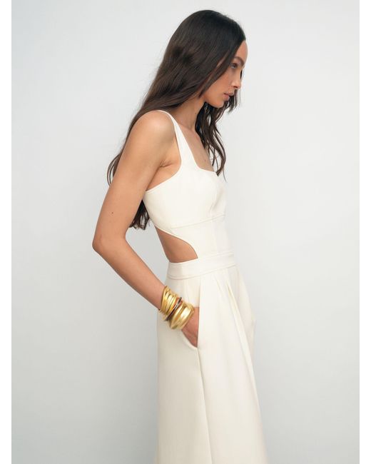 Reiss White Wide-Leg Cut-Out Jumpsuit
