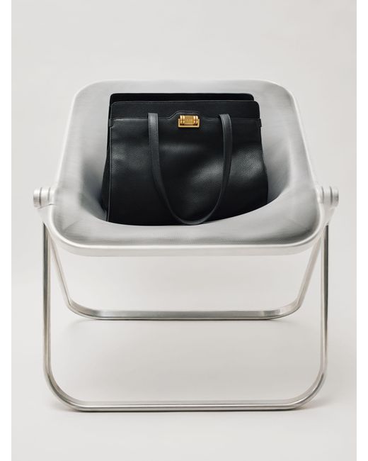 Reiss Delphine - Black Grained Leather Tote Bag, One