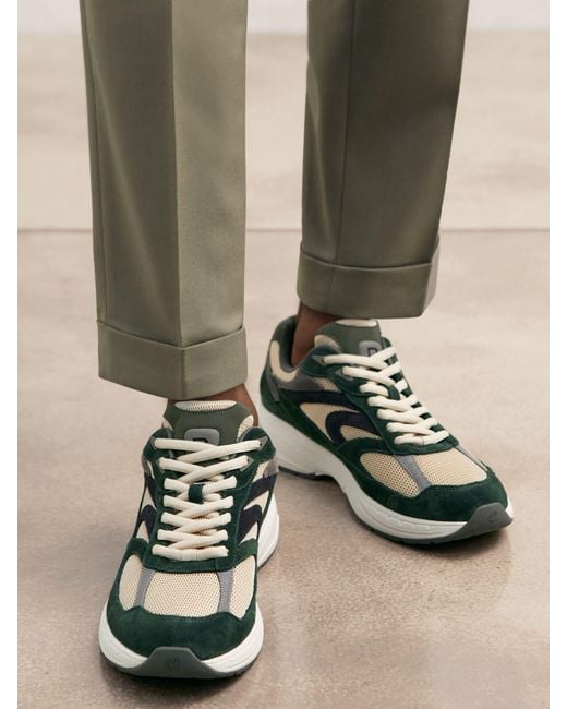 Reiss Multicolor Forest & Stone Panelled Running Trainers for men