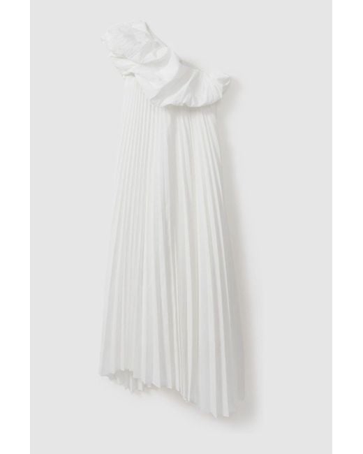 Acler White One-shoulder Asymmetric Midi Dress
