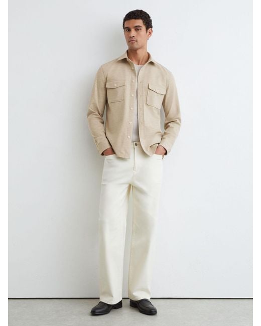 Reiss Natural Mcshane Twin-Pocket Button-Through Overshirt for men