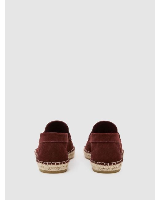 Reiss Red Suede Penny Loafer Espadrilles for men