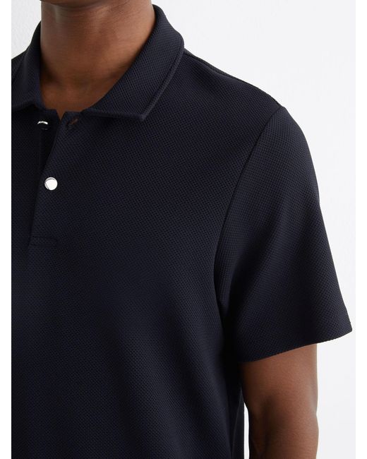 Reiss Blue Kennedy - Navy Textured Half-button Polo Shirt, M for men