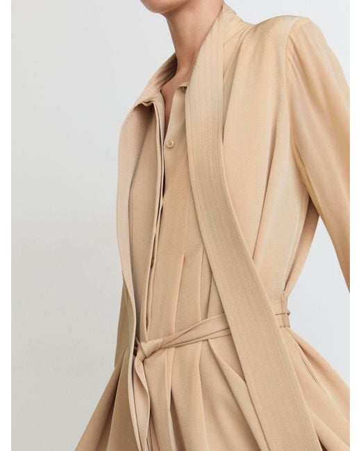 Reiss Natural Tie-Neck Belted Mini Dress