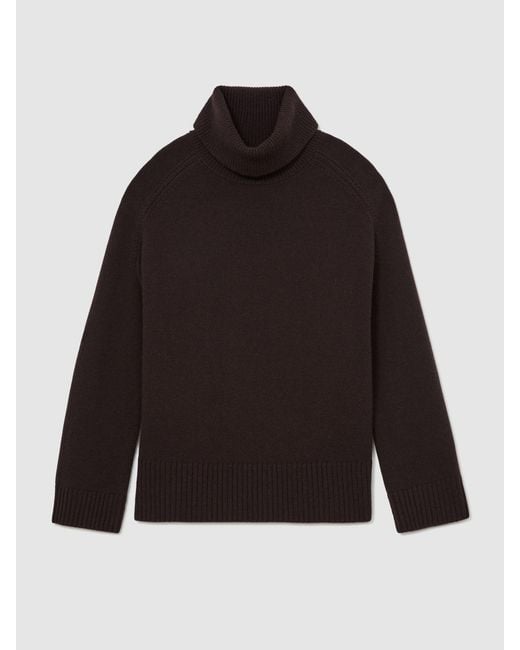 Reiss Brown Wool-Cashmere Roll-Neck Jumper