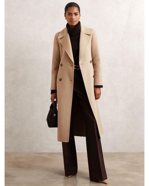Reiss Natural Double-Breasted Blindseam Coat Wool-Blend