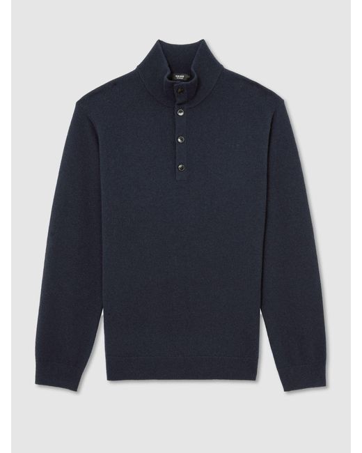 Reiss Blue Cashmere Funnel-Neck Jumper for men