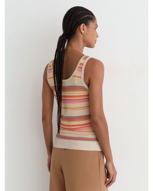Reiss Multicolor Miriam - Neutral/coral Striped Knit Scoop-neck Vest, M (us 8-10)