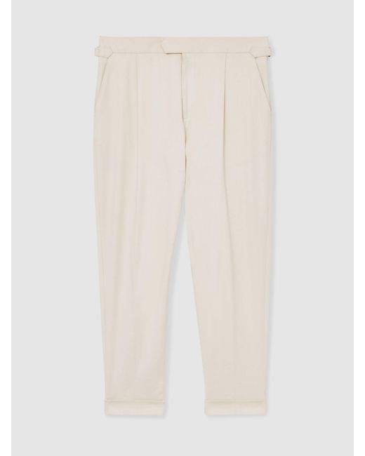 Reiss Natural Cantwell - Stone Stretch-cotton Tapered Trousers, 34 for men