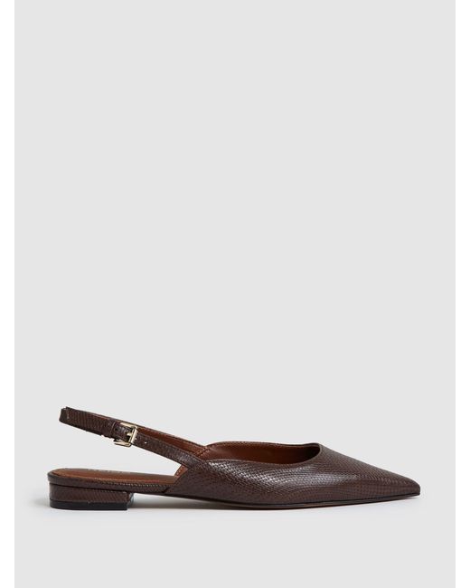 Reiss Brown Leather Slingback Ballet Flats