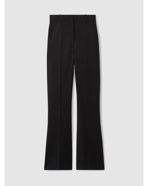 Reiss Black Haisley Petite Wool-Blend Tailored Flared Suit Trousers