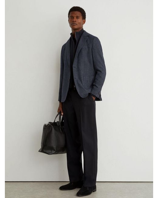 Reiss Blue Check Single-Breasted Blazer With Gilet Insert Tailored-Fit for men