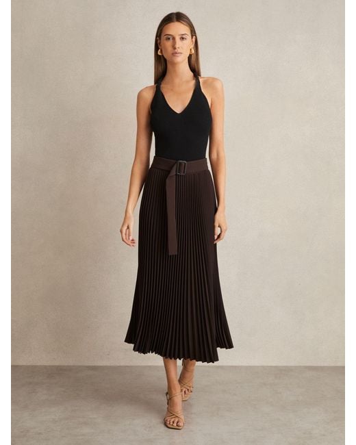 Reiss Black Midi Skirt