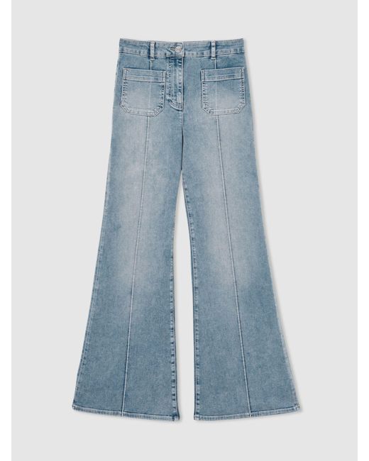Reiss Sakura - Light Blue Patch-pocket Flared Jeans, 36 R
