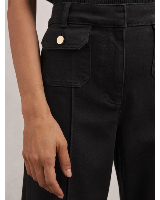 Reiss Blue Ria - Black Flared Pocket-detail Jeans, 28w X 33l (uk 28 L)