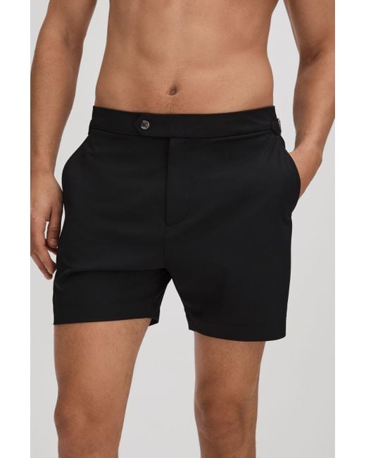 Reiss Sun - Black Side Adjuster Swim Shorts for men