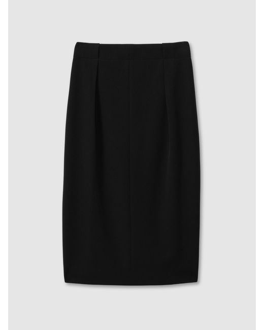 Reiss Gabi - Black Pleated Crepe Pencil Skirt