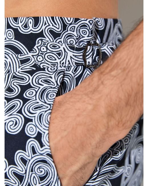 Reiss White Fallow - Navy Paisley-print Side-adjuster Swim Shorts, Xs for men