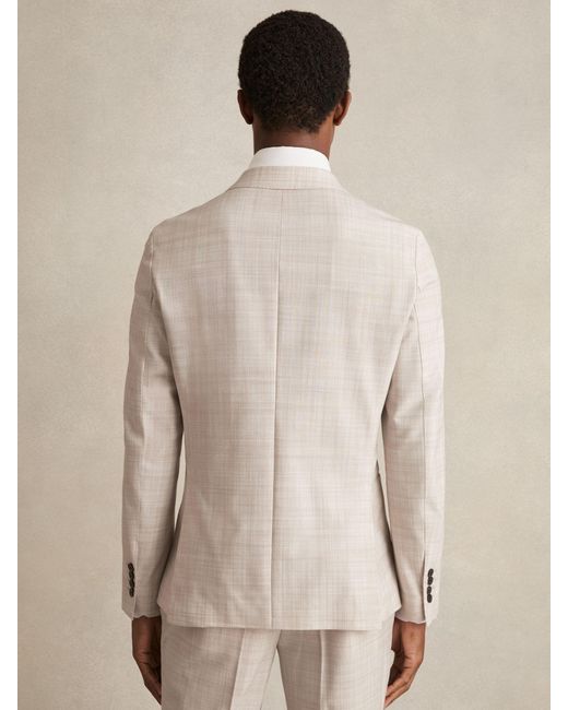 Reiss Natural Belmondo - Stone Oe Belmondo Double-breasted Check Suit Blazer Regular-fit, 42 for men