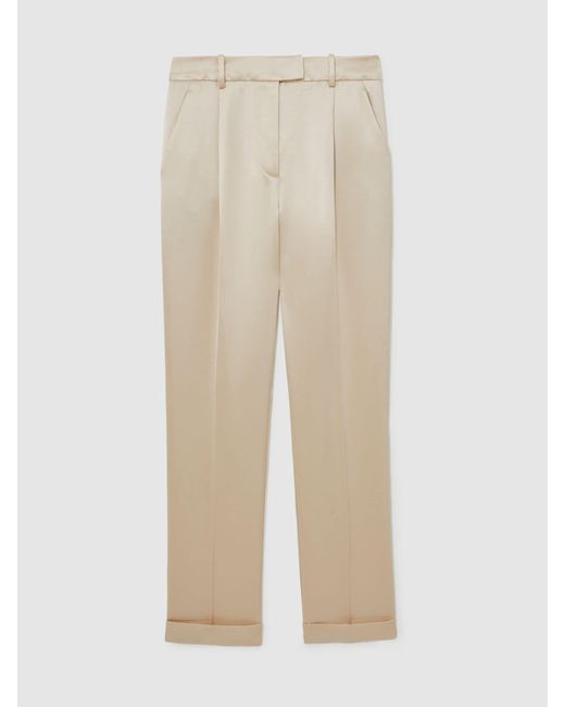 Reiss Natural Satin Tapered Trousers