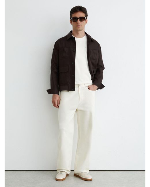Reiss White Cotton Palm-Print Relaxed-Fit T-Shirt for men