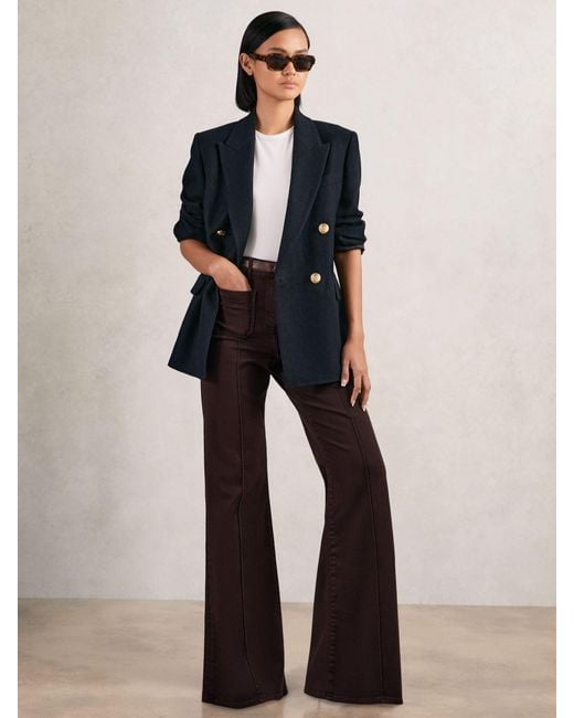 Reiss Blue Petite Patch-Pocket Flared Jeans