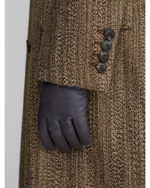 ATELIER Black Wool-Blend Textured Double-Breasted Coat