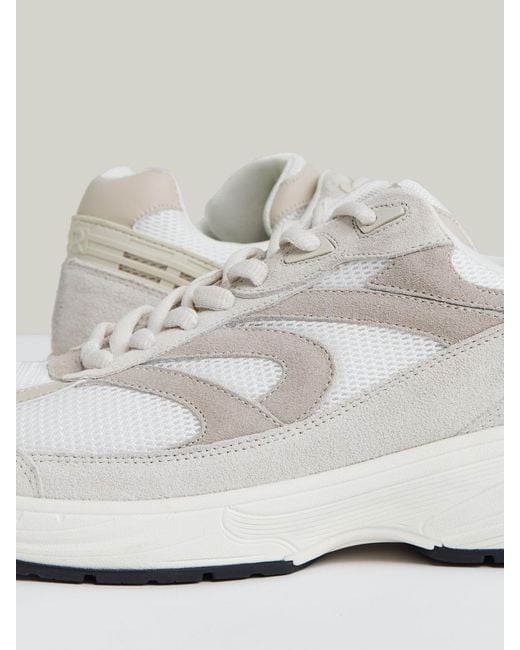Reiss White Off & Stone Panelled Running Trainers for men