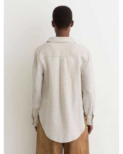 Reiss Natural Belle - Beige Neutral Linen Patch-pocket Long-sleeve Shirt, Us 12