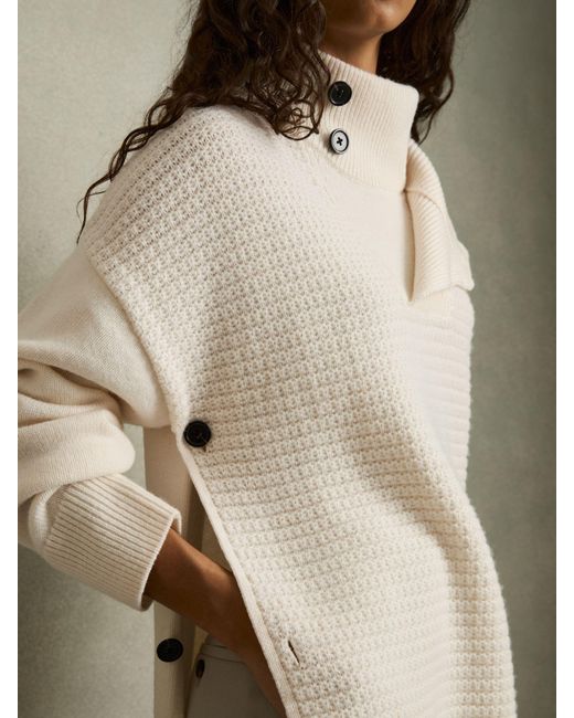 Reiss Natural Wool-Cashmere Button-Neck Jumper