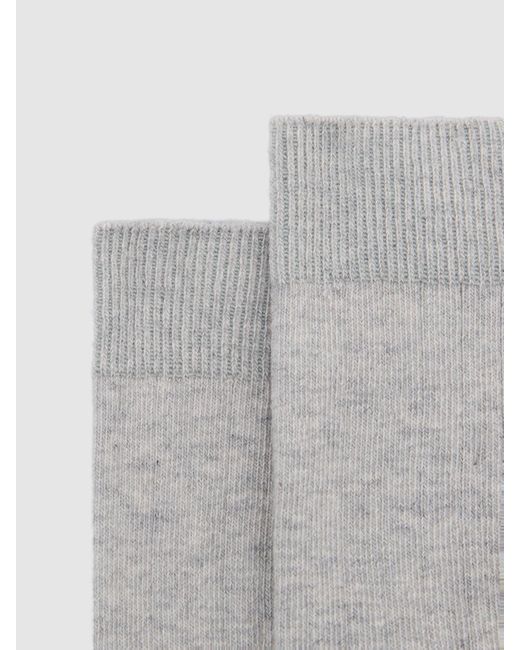 Reiss White Felicia - Grey Marl Cotton Blend Ribbed Loafer Socks, Us 5-7