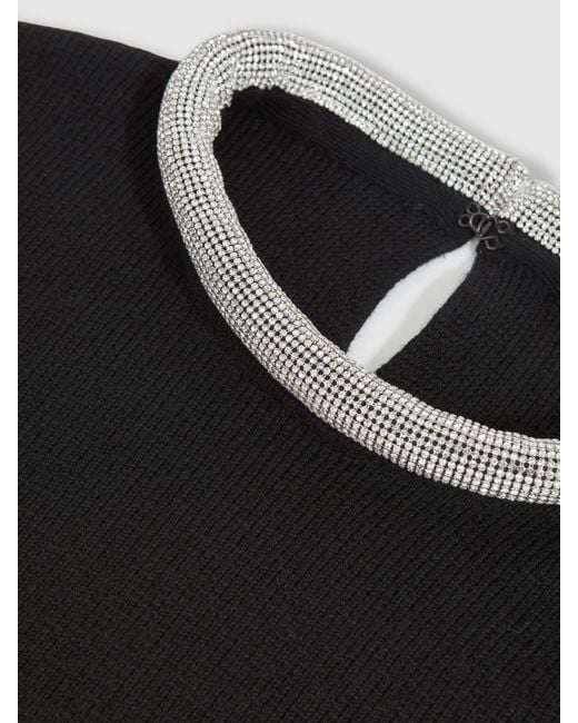 Reiss Black Wool-Blend Necklace-Trim Jumper With Cashmere