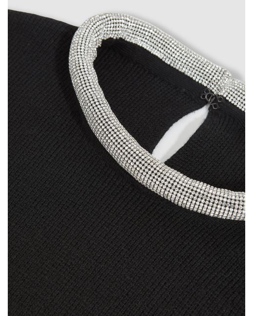 Reiss Black Wool-Blend Necklace-Trim Jumper With Cashmere