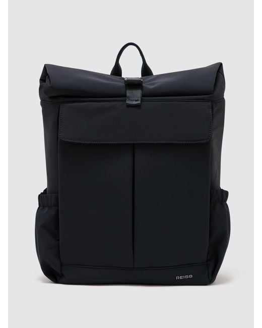 Reiss Black Pascal - Navy Technical Roll-top Backpack, One for men