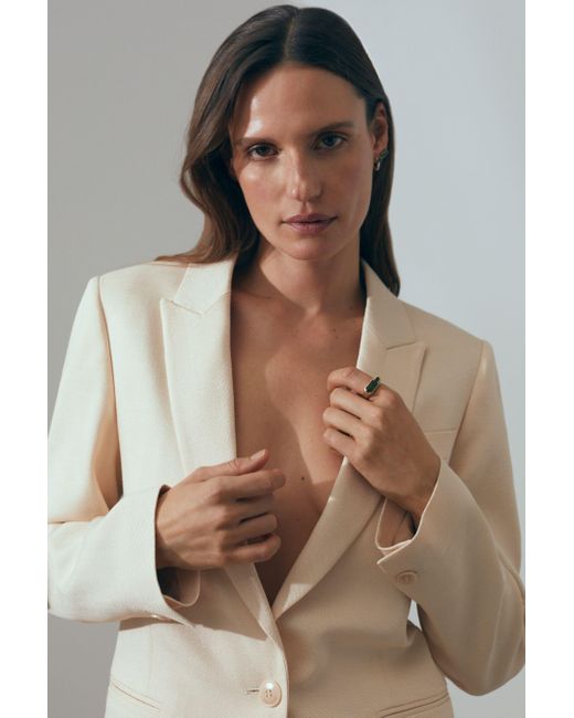 ATELIER Brown Italian Textured Single Breasted Suit: Blazer