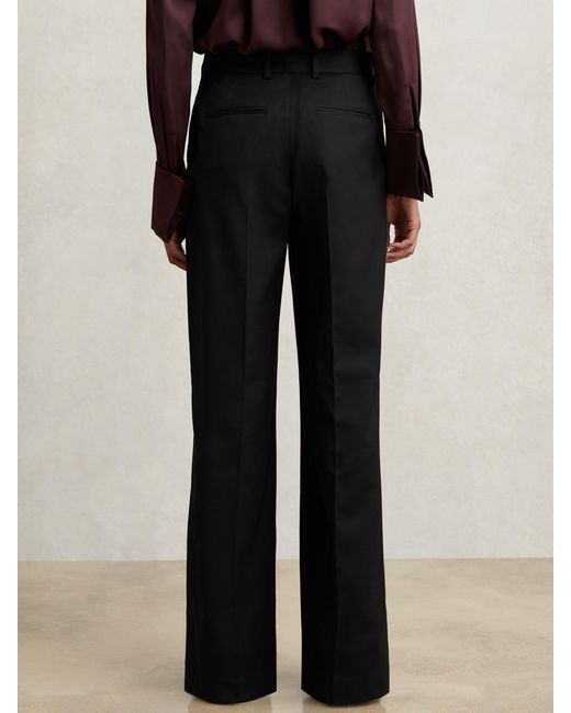 Reiss Black Wool-Blend Wide-Leg Suit Trousers