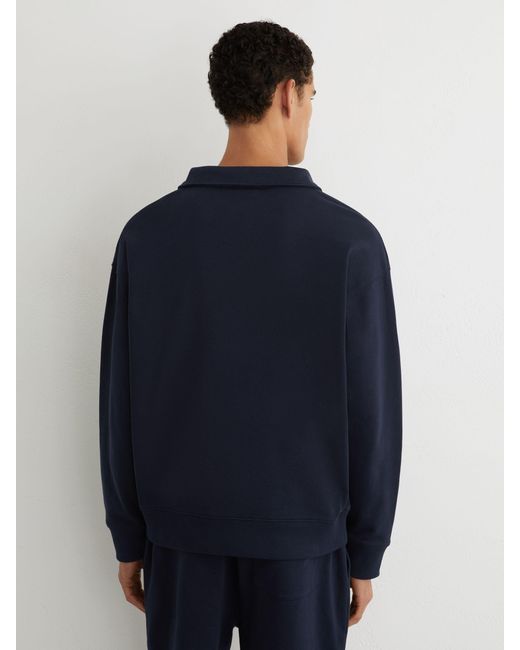 Reiss Blue Monogram Relaxed Half-Zip Sweatshirt for men