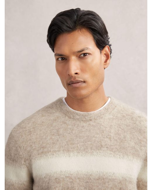 Reiss Natural Oatmeal & Wool-Alpaca Blend Stripe Jumper for men