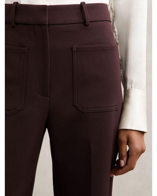 Reiss Multicolor Petite Twill Patch-Pocket Flared Trousers