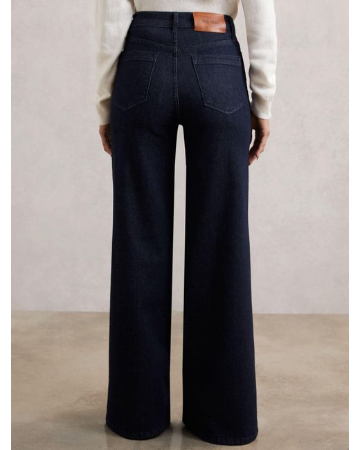 Reiss Blue Bella Petite Patch Pocket Wide Leg Jeans