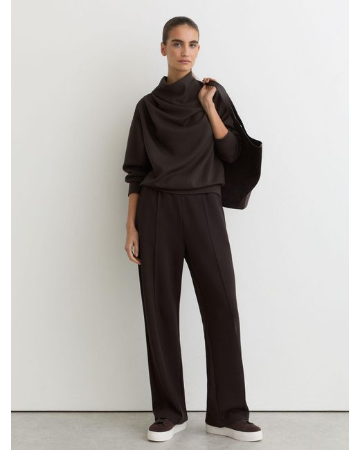 Reiss Black Premium Interlock Drape-Neck Sweatshirt