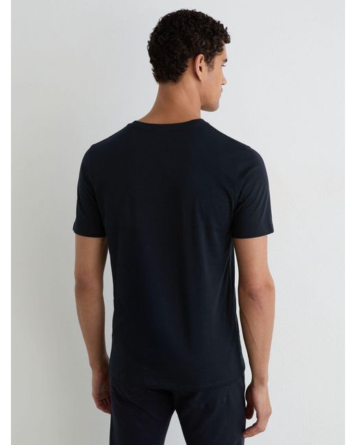 Reiss Black Dayton Pack-Pack Cotton V-Neck Tailored-Fit T-Shirts for men