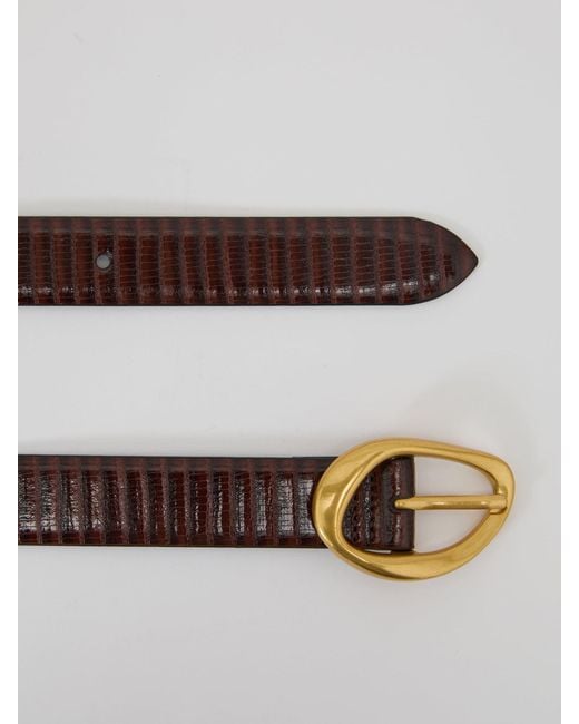 Reiss Natural Leather Lizard-Effect Sculpted-Buckle Belt