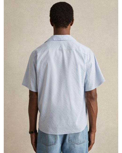 Reiss Blue Soft & Lyocell-Blend Stripe Twin-Pocket Shirt for men