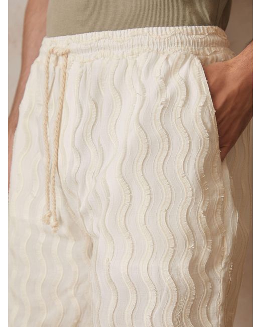 Reiss Natural Serra - Off White | Ché Fringed-wave Shorts, Xl for men