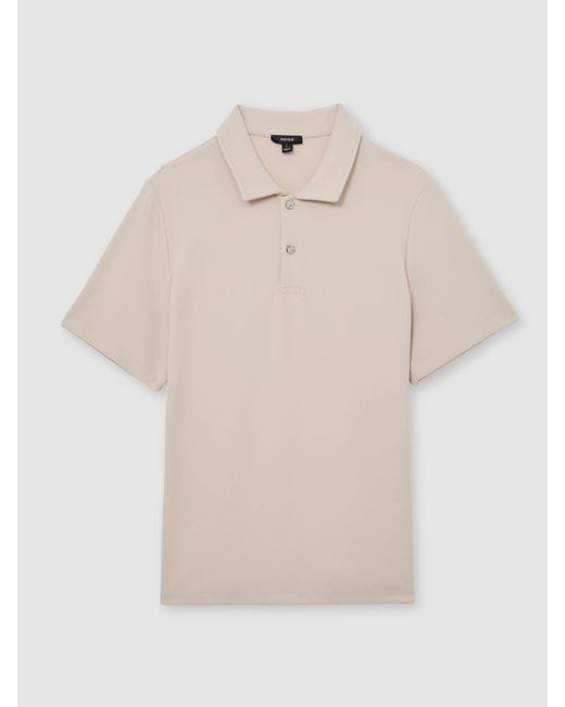 Reiss Natural Textured Half-Button Polo Shirt for men