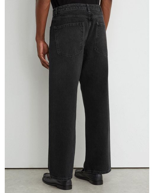 Reiss Black Loose-Fit Rigid-Denim Jeans for men