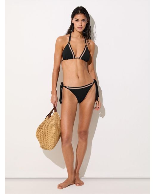 Reiss White Riva Contrast-Stripe Triangle Bikini Top