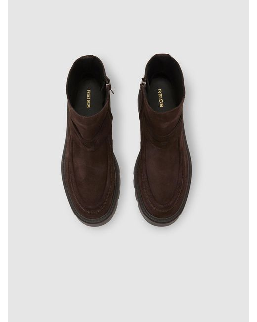 Reiss Brown Talia - Chocolate Suede Loafer Ankle Boots, Us 10 (uk 8)